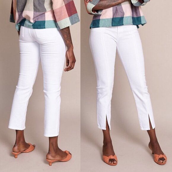 Ag Adriano Goldschmied The Isabelle High-Rise Straight Crop Jean Slit 27 White - Picture 1 of 16